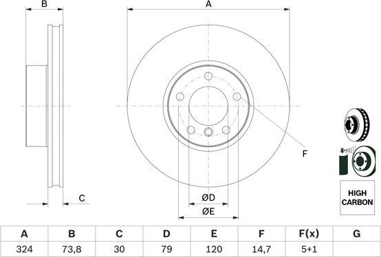 BOSCH 0 986 478 024 - Brake Disc autospares.lv