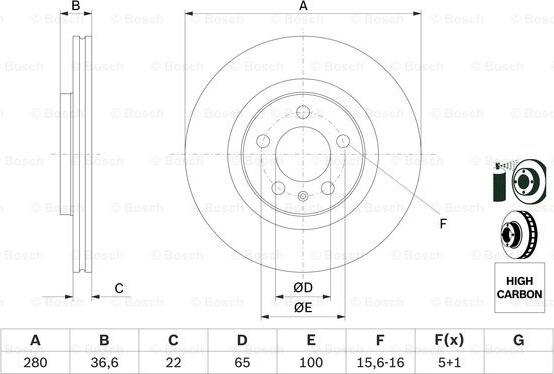 BOSCH 0 986 478 852 - Brake Disc autospares.lv