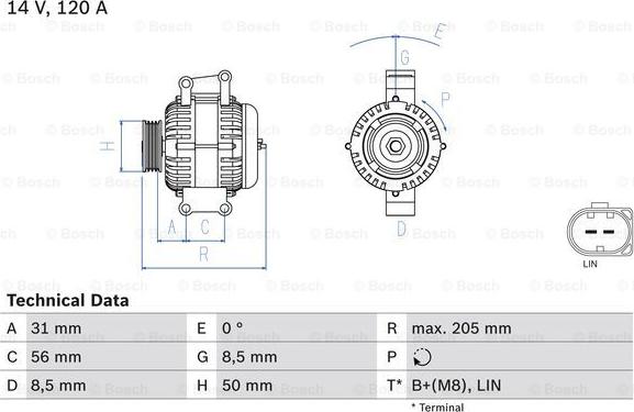 BOSCH 0 986 049 010 - Alternator autospares.lv