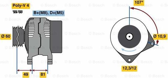 BOSCH 0 986 049 740 - Alternator autospares.lv