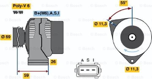 BOSCH 0 986 044 691 - Alternator autospares.lv