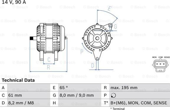 BOSCH 0 986 044 651 - Alternator autospares.lv