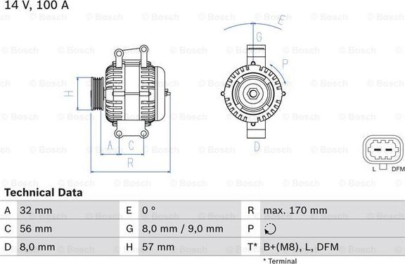 BOSCH 0 986 044 010 - Alternator autospares.lv