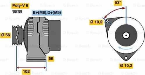 BOSCH 0 986 044 370 - Alternator autospares.lv