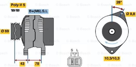 BOSCH 0 986 044 721 - Alternator autospares.lv