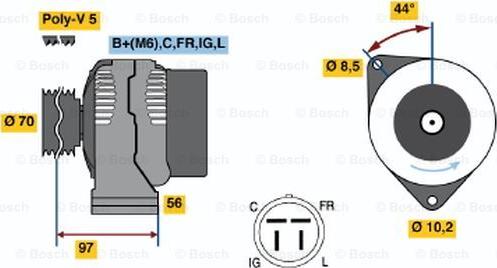 BOSCH 0 986 045 961 - Alternator autospares.lv