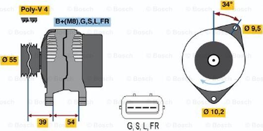 BOSCH 0 986 045 591 - Alternator autospares.lv