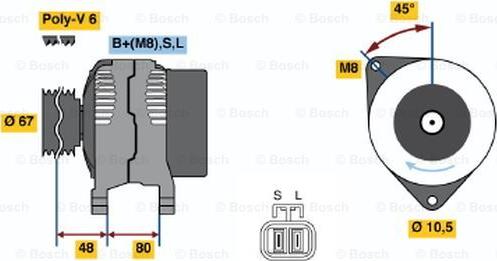 BOSCH 0 986 045 641 - Alternator autospares.lv