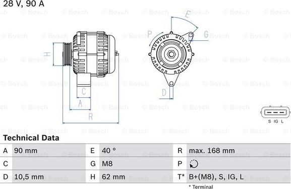 BOSCH 0 986 045 170 - Alternator autospares.lv