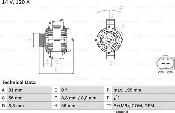 BOSCH 0 986 045 380 - Alternator autospares.lv