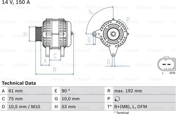 BOSCH 0 986 045 251 - Alternator autospares.lv