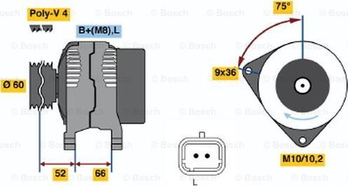 BOSCH 0 986 045 221 - Alternator autospares.lv