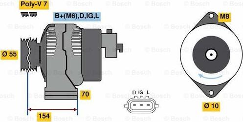 BOSCH 0 986 046 541 - Alternator autospares.lv