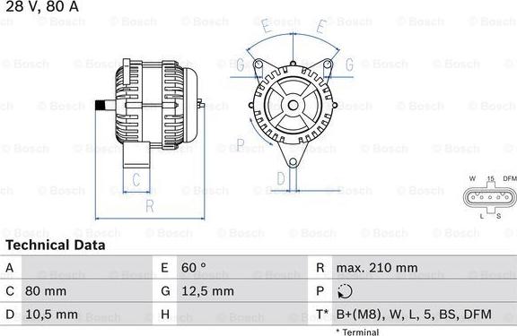 BOSCH 0 986 046 560 - Alternator autospares.lv