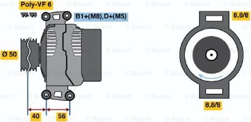 BOSCH 0 986 046 610 - Alternator autospares.lv