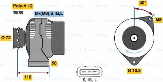 BOSCH 0 986 046 040 - Alternator autospares.lv