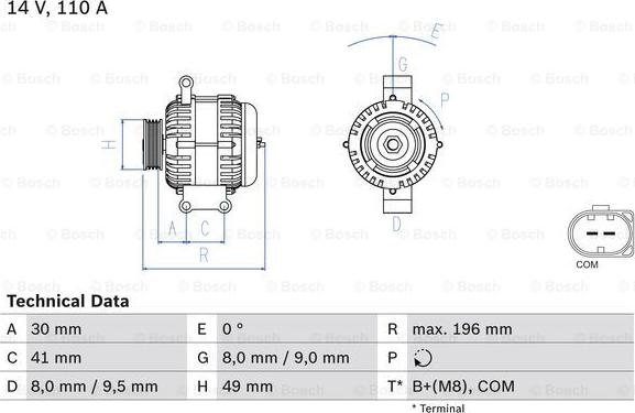 BOSCH 0 986 046 130 - Alternator autospares.lv