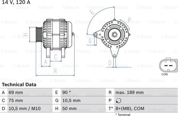 BOSCH 0 986 046 170 - Alternator autospares.lv