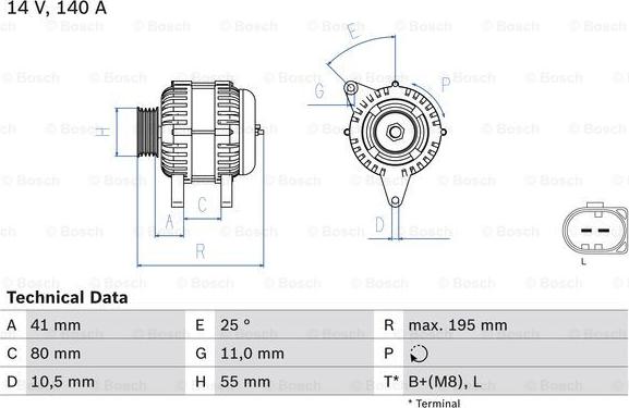 BOSCH 0 986 046 210 - Alternator autospares.lv