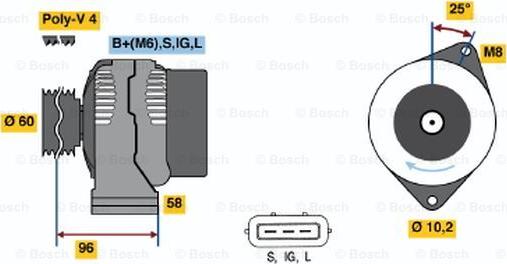 BOSCH 0 986 040 501 - Alternator autospares.lv