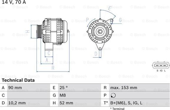 BOSCH 0 986 040 531 - Alternator autospares.lv