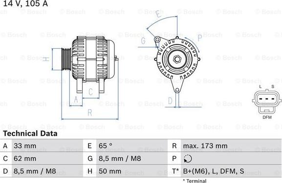 BOSCH 0 986 041 950 - Alternator autospares.lv