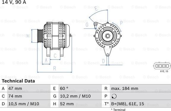 BOSCH 0 986 041 190 - Alternator autospares.lv