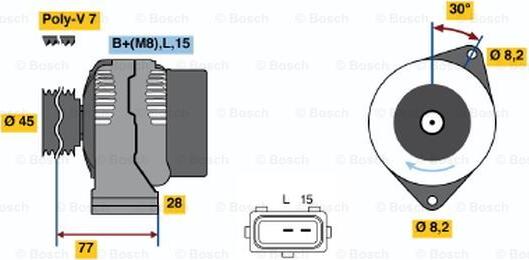 BOSCH 0 986 041 391 - Alternator autospares.lv