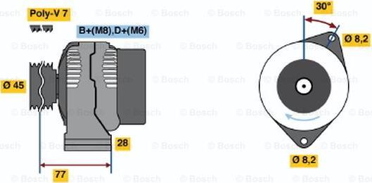 BOSCH 0 986 041 361 - Alternator autospares.lv