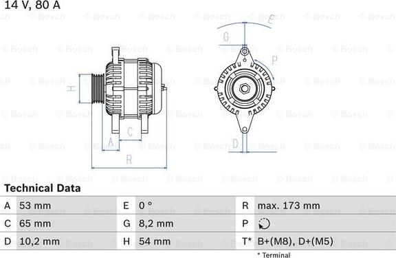 BOSCH 0 986 041 381 - Alternator autospares.lv