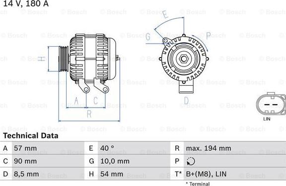 BOSCH 0 986 048 400 - Alternator autospares.lv