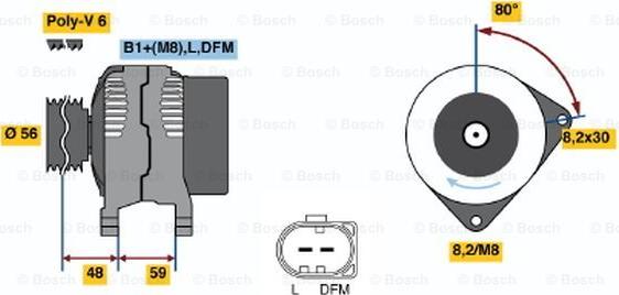 BOSCH 0 986 048 160 - Alternator autospares.lv