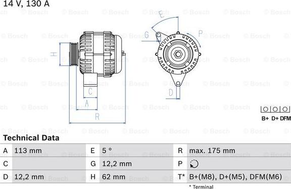 BOSCH 0 986 048 801 - Alternator autospares.lv