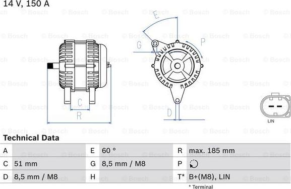 BOSCH 0 986 048 380 - Alternator autospares.lv