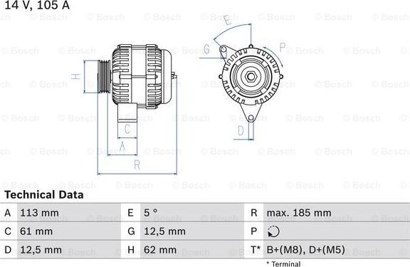 BOSCH 0 986 048 791 - Alternator autospares.lv