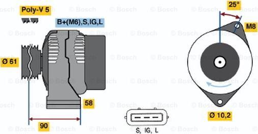 BOSCH 0 986 043 051 - Alternator autospares.lv