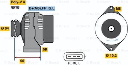 BOSCH 0 986 042 861 - Alternator autospares.lv