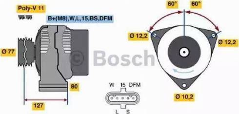 BOSCH 0 124 555 004 - Alternator autospares.lv