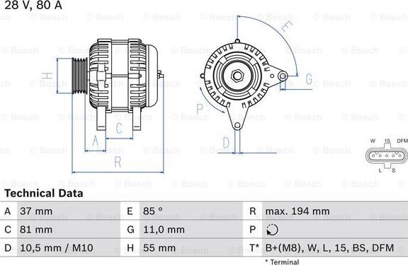 BOSCH 0 986 047 410 - Alternator autospares.lv