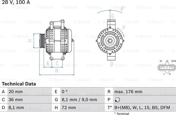 BOSCH 0 986 047 820 - Alternator autospares.lv