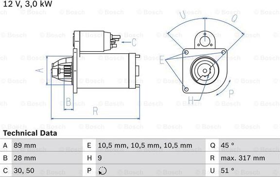 BOSCH 0 986 019 020 - Starter autospares.lv