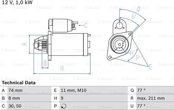 BOSCH 0 986 019 151 - Starter autospares.lv