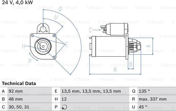 BOSCH 0 986 019 830 - Starter autospares.lv