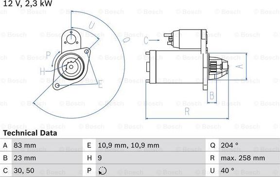 BOSCH 0 986 019 820 - Starter autospares.lv