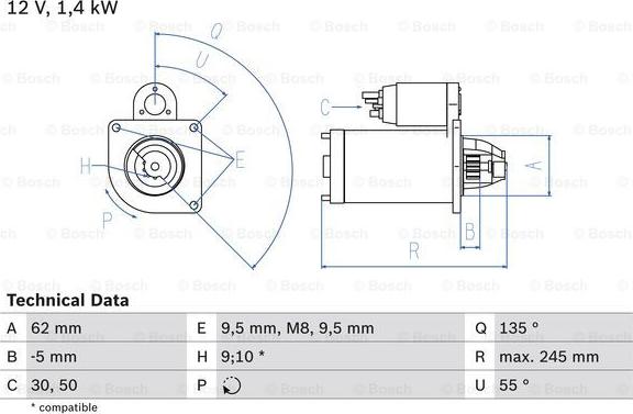 BOSCH 0 986 014 590 - Starter autospares.lv