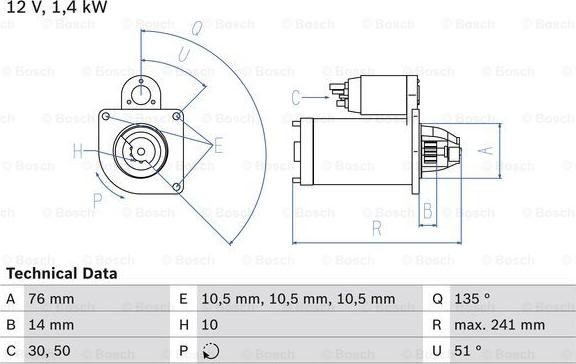 BOSCH 0 986 014 600 - Starter autospares.lv