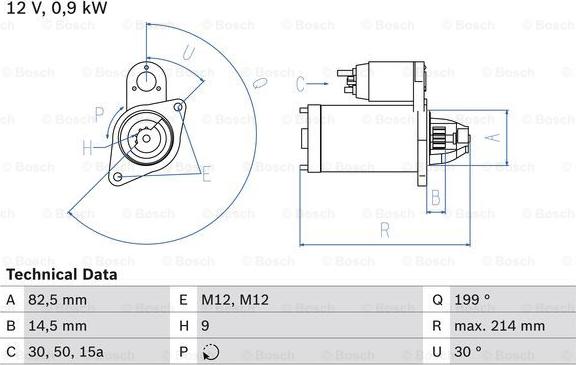 BOSCH 0 986 014 630 - Starter autospares.lv