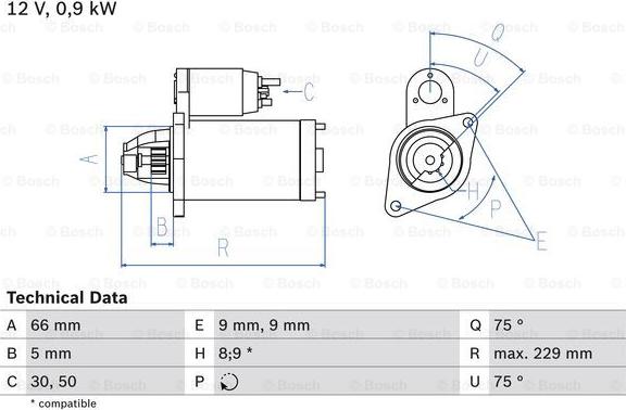 BOSCH 0 986 014 350 - Starter autospares.lv