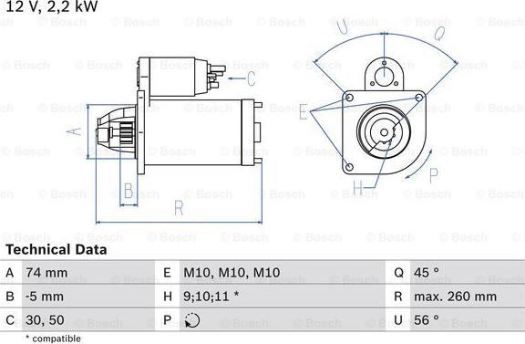 BOSCH 0 986 016 950 - Starter autospares.lv