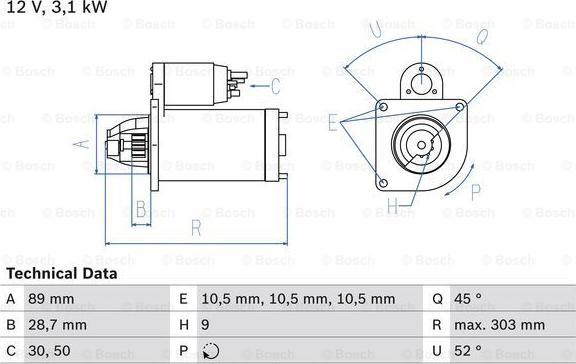 BOSCH 0 986 016 550 - Starter autospares.lv